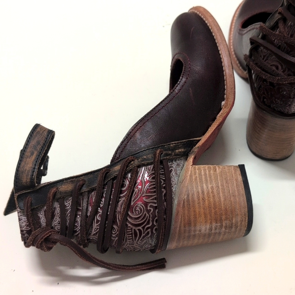 Freebird by Steven Burgundy and Tan Heeled Boots